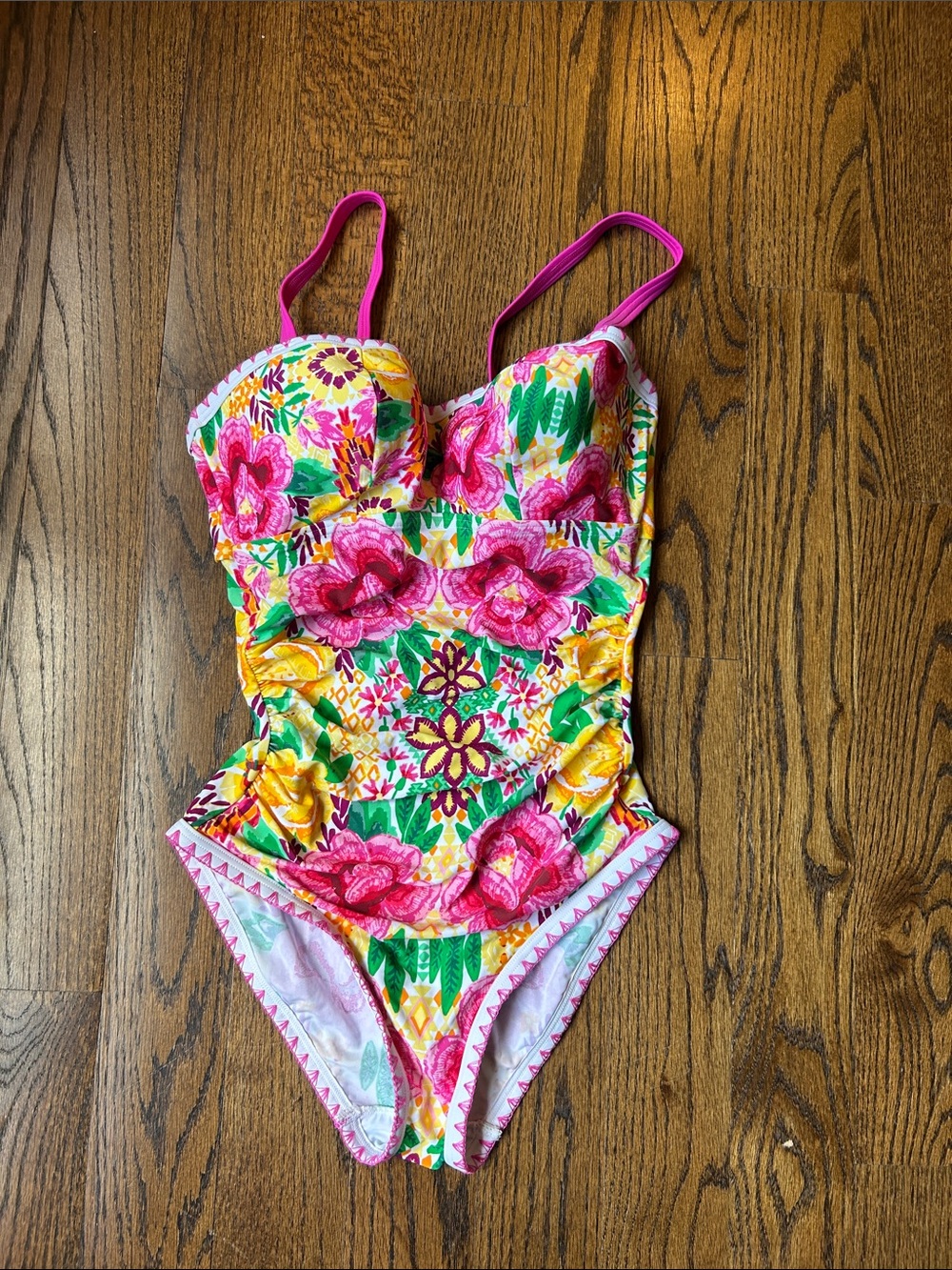 Women’s Figleaves 32E Floral One-Piece Swimsuit with removable straps